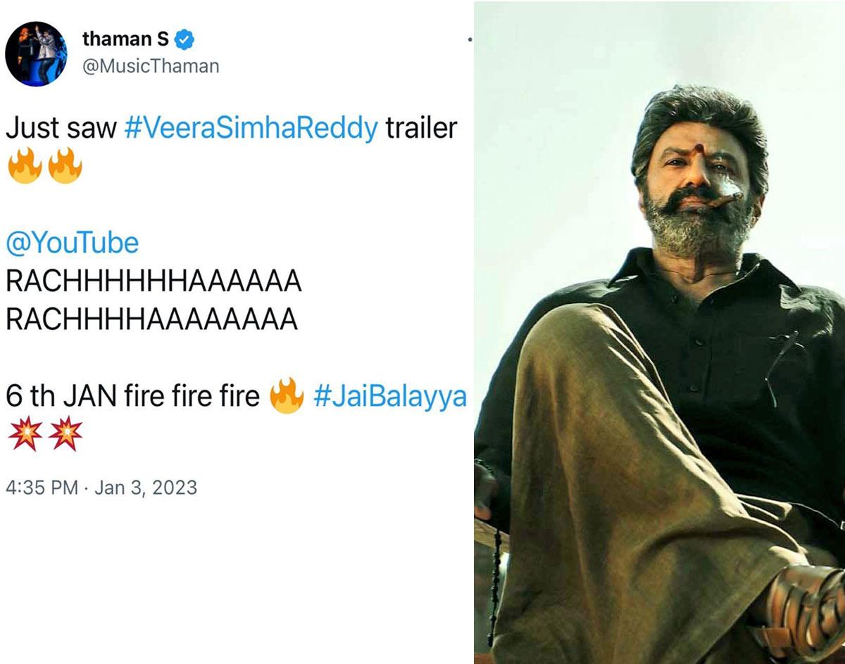 Thaman on Veera Simha Reddy trailer