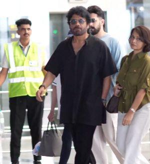 Nagarjuna  was spotted at Hyderabad airport 