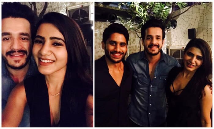 Akhil with Naga Chaitanya and Samantha