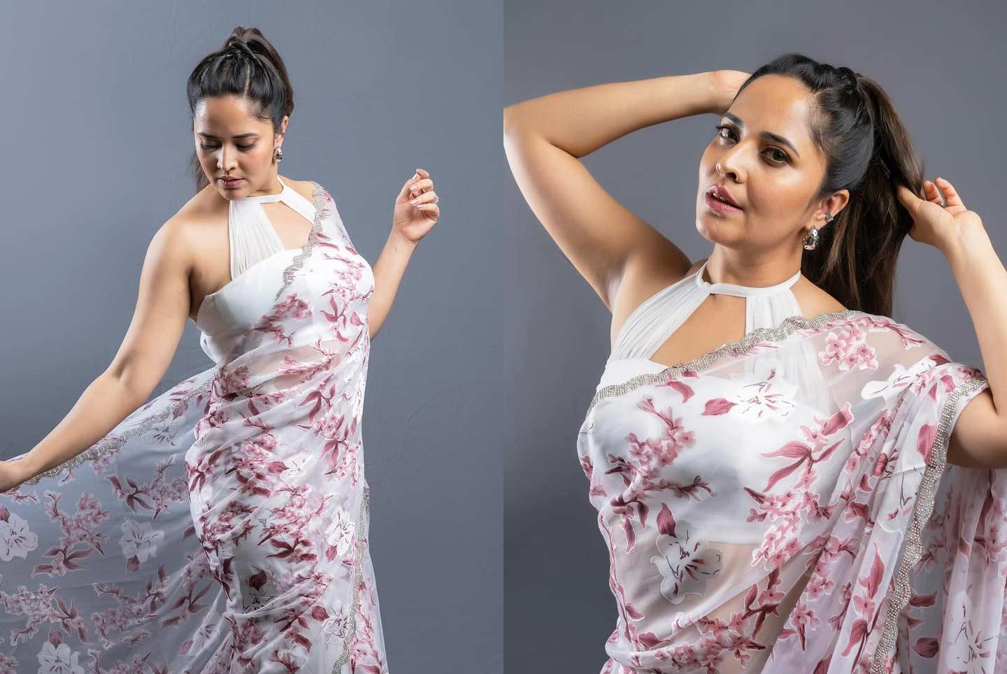Anasuya looks beautiful in a Floral saree
