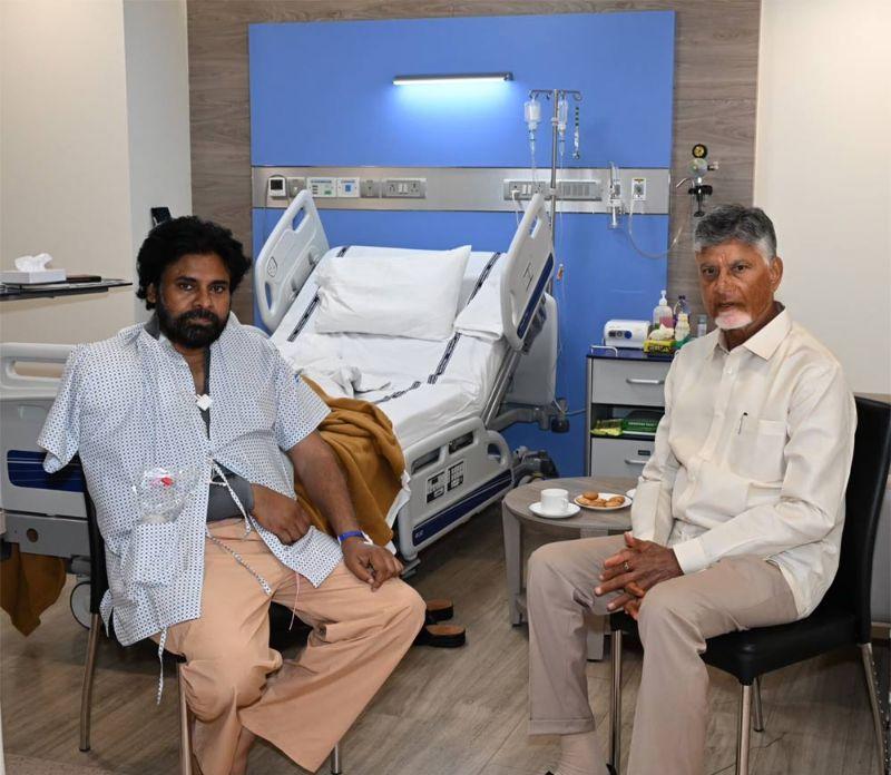 AP CM Chandrababu meets Pawan Kalyan