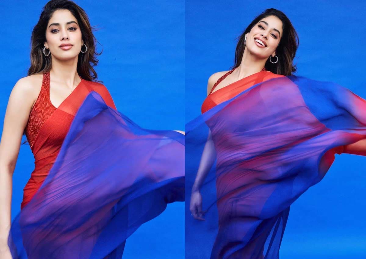 Janhvi Kapoor sensuous treat in red saree