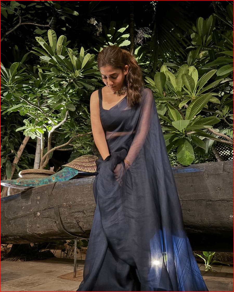 Nayan look in transparent saree