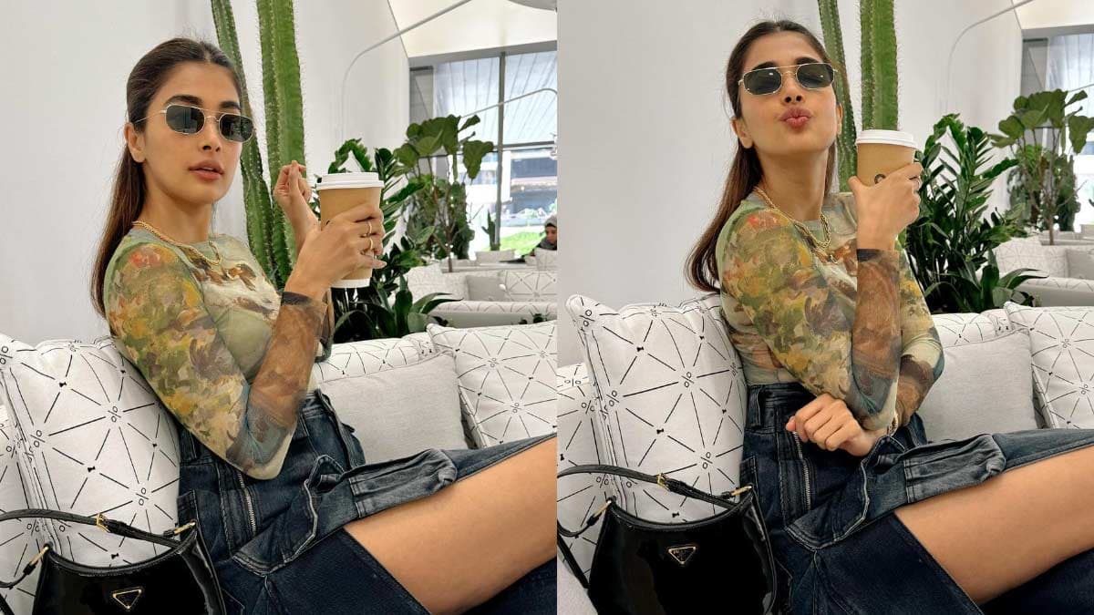 Pooja Hegde enjoying coffee in Dubai