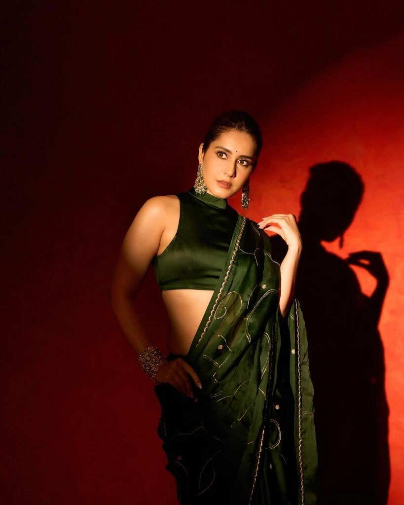 Raashi Khanna looks beautiful in a black saree