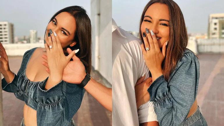 Sonakshi Sinha flaunts a diamond on her ring finger