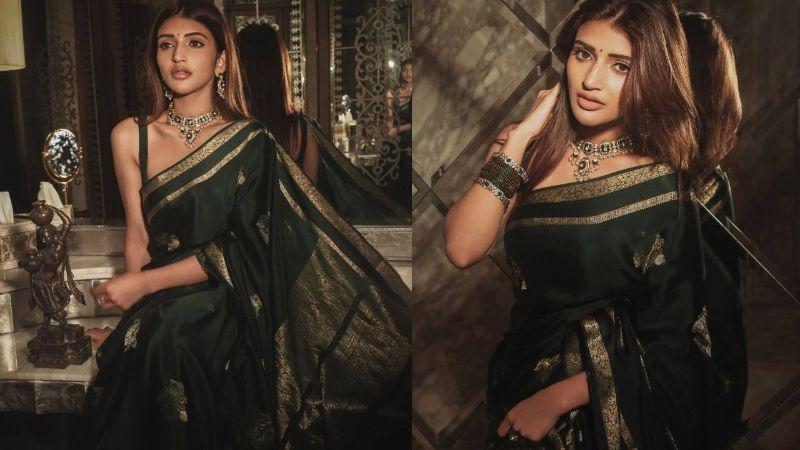 Sreeleela's beautiful look in a black saree