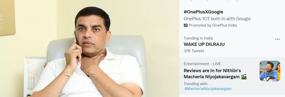 WAKEUPDILRAJU hashtag trends on Twitter
