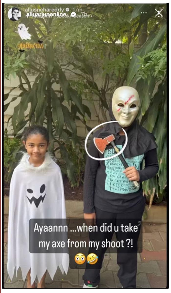 Allu Arjun Kids Celebrate Halloween With Pushpa Vibes