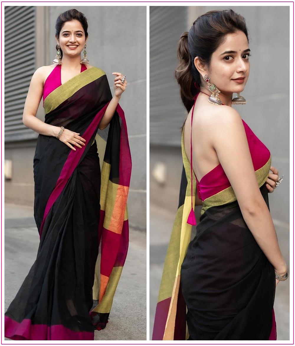 Ashika Ranganath Blows All In A Black Saree