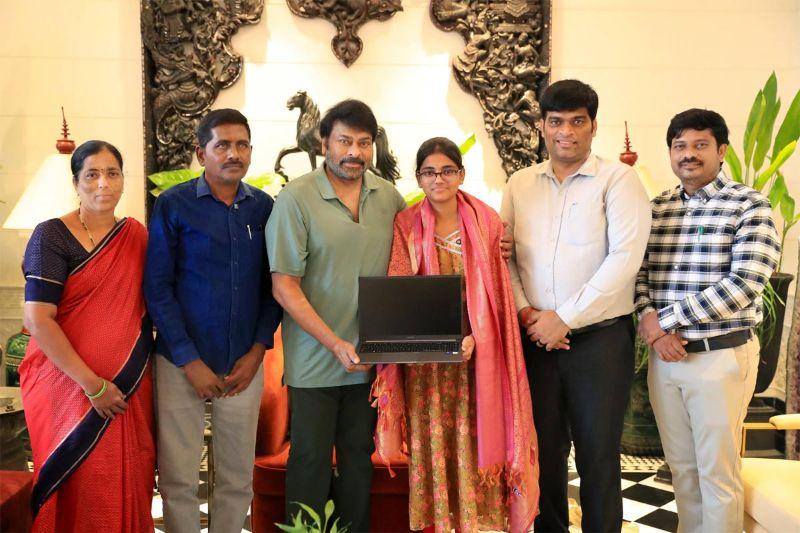 Chiranjeevi Meets TG EAPCET 2026 Topper M Rushi And Gifts Laptop