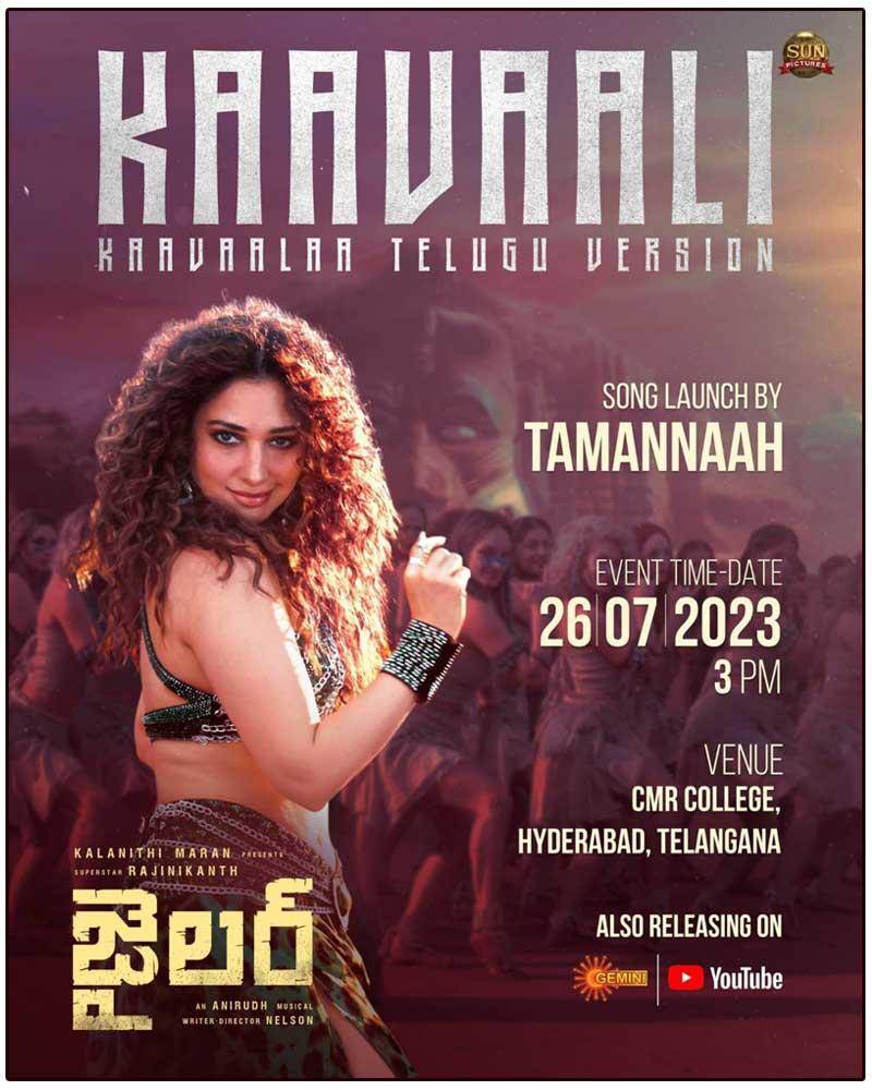 Tamannaah to launch Kaavaala Telugu version from Jailer