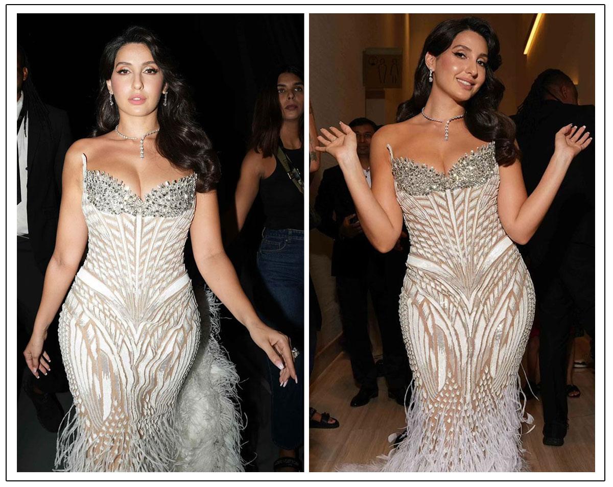 Nora Fatehi Stuns In Sleek White Gown