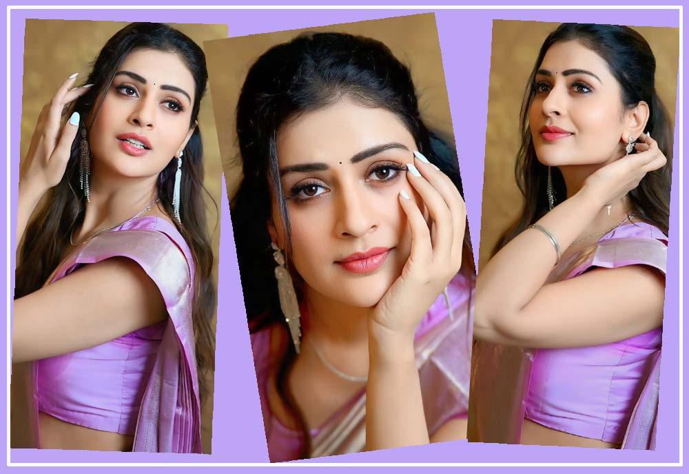 Payal Rajput sparkles in pink saree