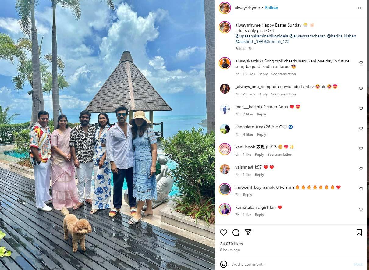 Ram Charan celebrates Easter with Upasana and Rhyme