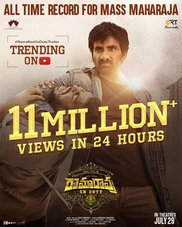 Ramarao On Duty Trailer Clocks 11 Million+ Views In 24 Hours