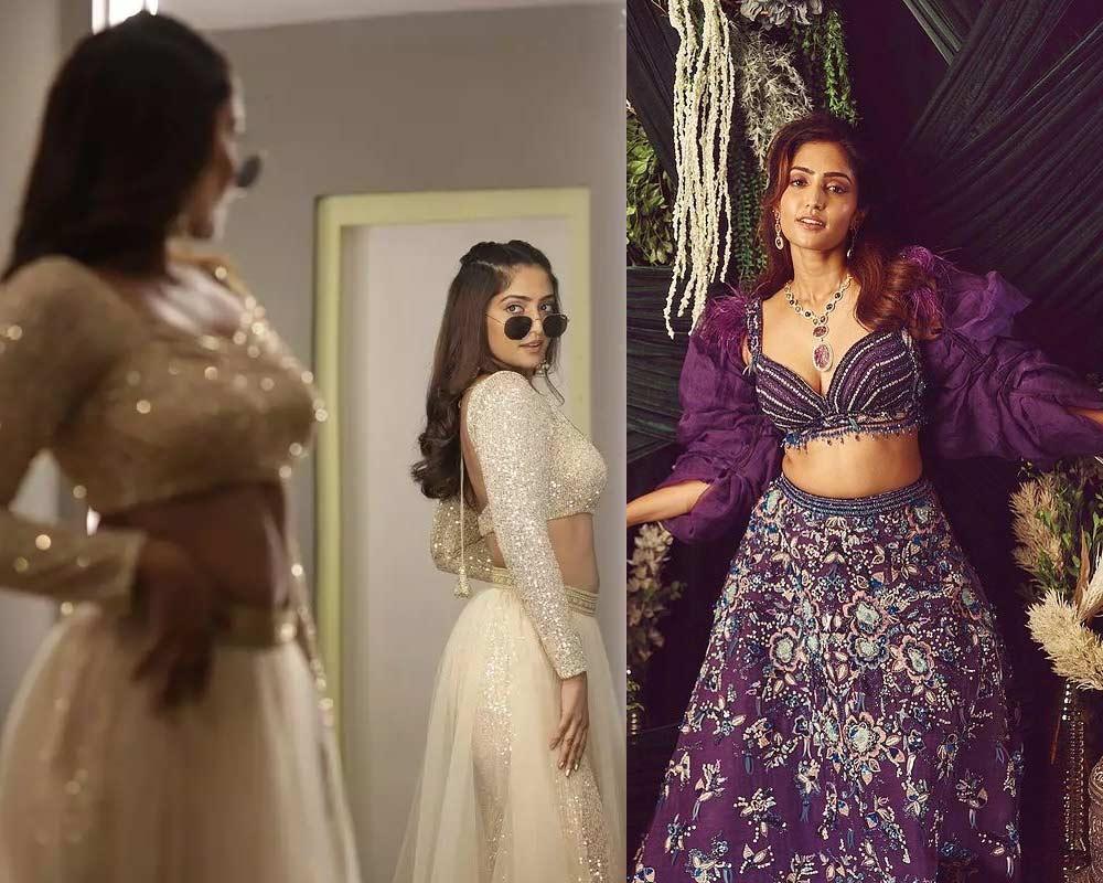 Reba Monica John glitters in gold lehenga