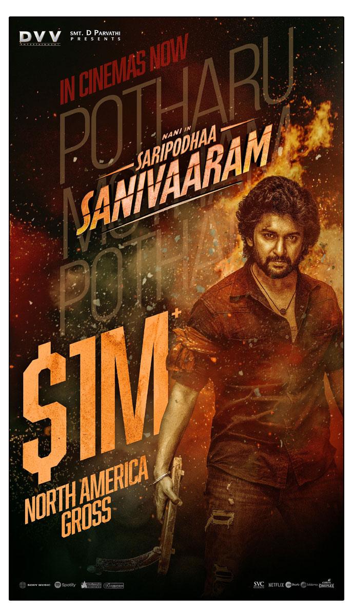 Nani Saripodhaa Sanivaaram Crosses 1 Million Dollar Mark In US Box Office