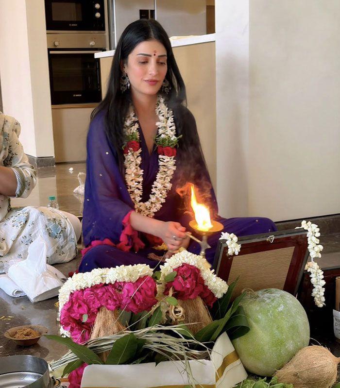 Shruti Haasan Performs Housewarming Puja At New Chennai Home
