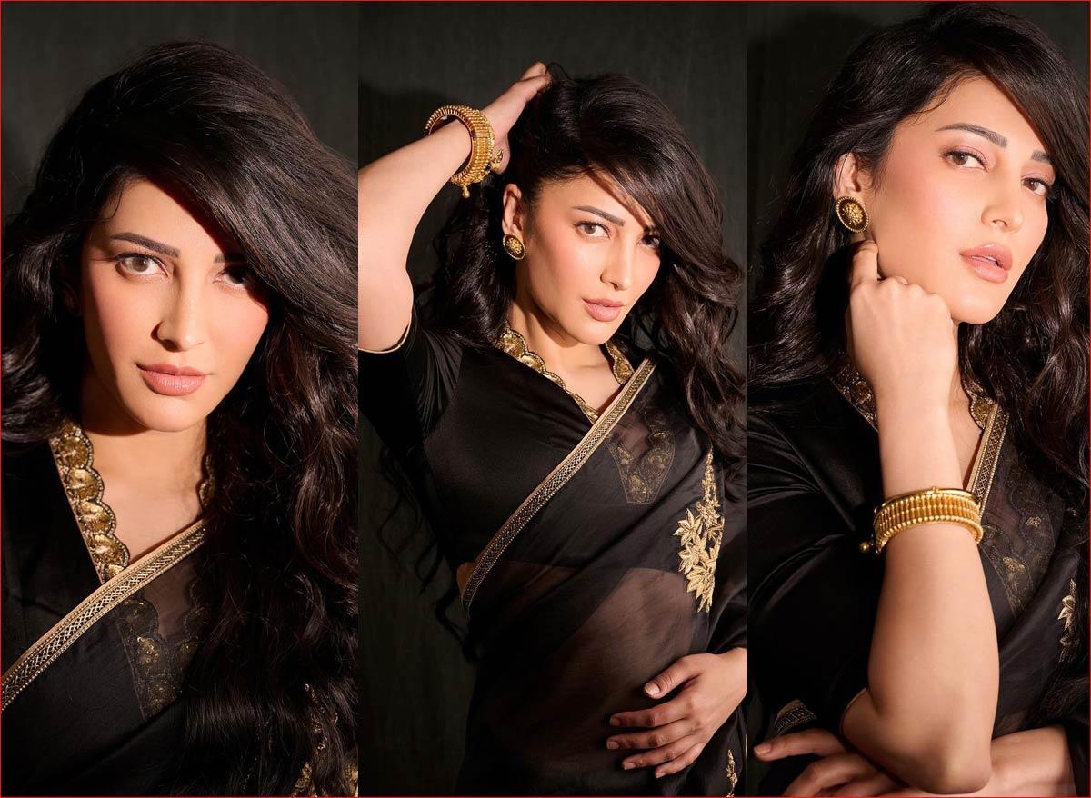 Shruti Haasan Sizzles in Black Saree