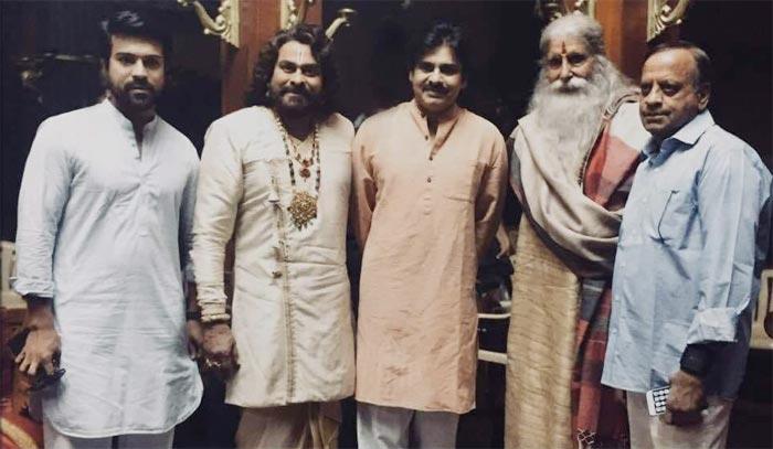 Pic Talk: Pawan, Charan @ Sye Raa Sets