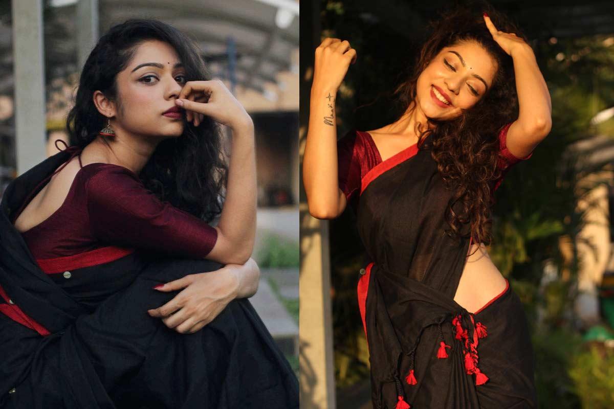 Varsha Bollamma sizzles in black saree