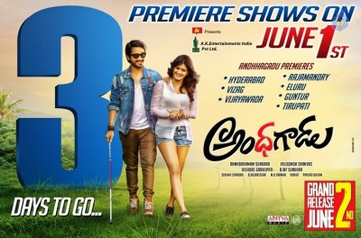 Andhhagadu Movie Premiere Show 3 Days To Go Poster