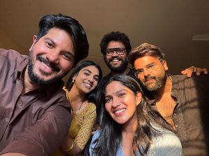 Dulqer Salmaan shares BTS from Aakasamlo Oka Tara