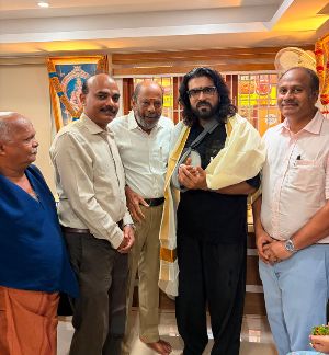 Ram Charan visits a temple after discharge in Coimbatore