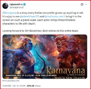 SS Rajamouli Praises Ramayana Trailer