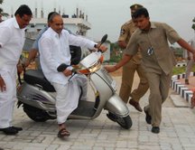 YSR on two-wheeler