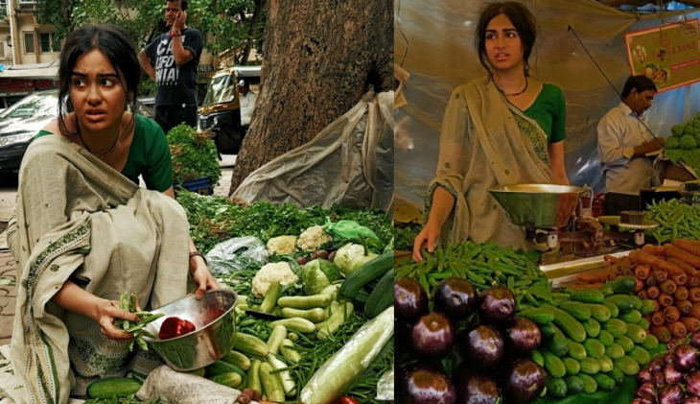 Adah Sharma selling vegetables on street