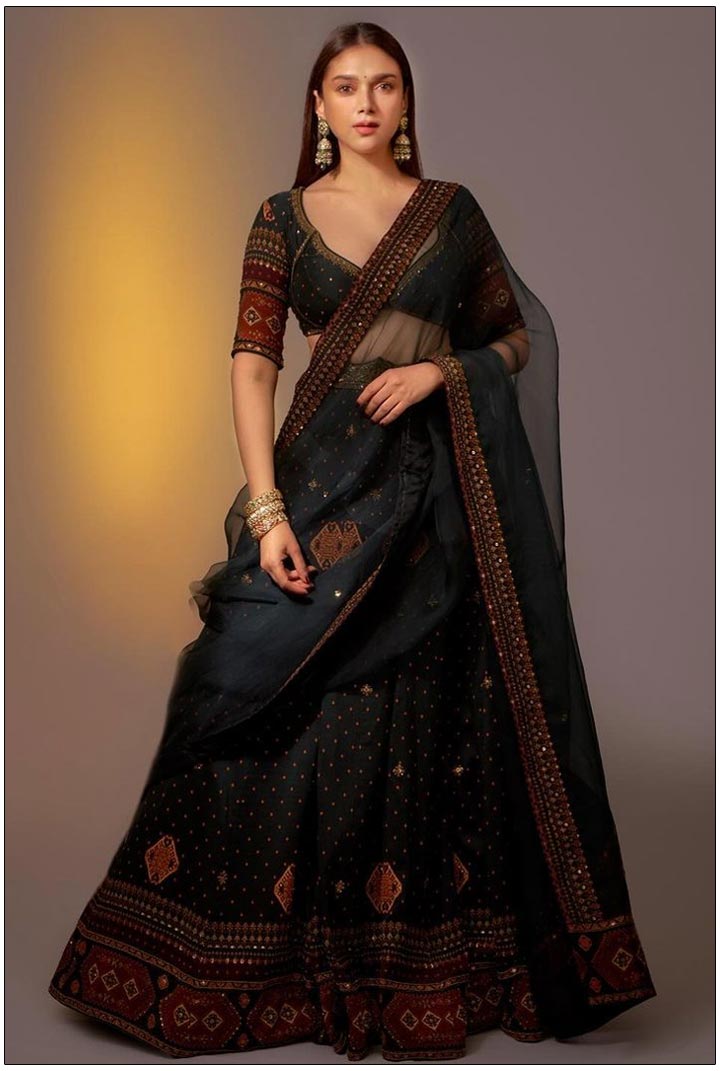 Aditi Rao Hydari in Lehenga: Aditi Rao's Blue Lehenga at Vogue India |  Indian outfits, Lehnga designs, Indian designer outfits