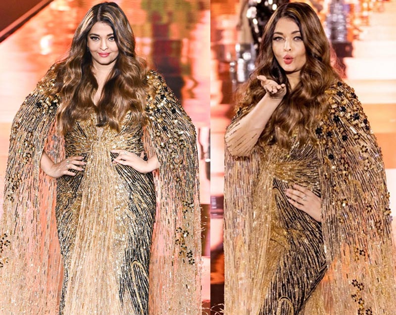 Aishwarya mesmerizing in brown and golden dress