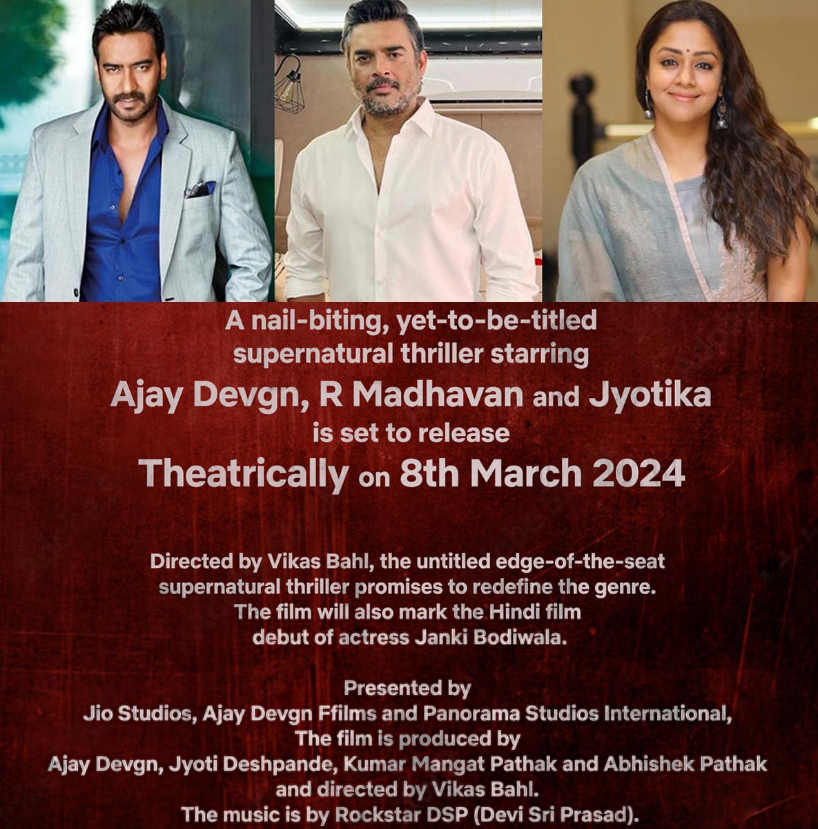 Ajay Devgn, Madhavan and Jyotika are set to mesmerize audiences in thriller