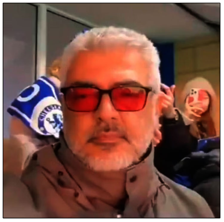 Ajith Kumar enjoying a football match at Stamford Bridge in West London