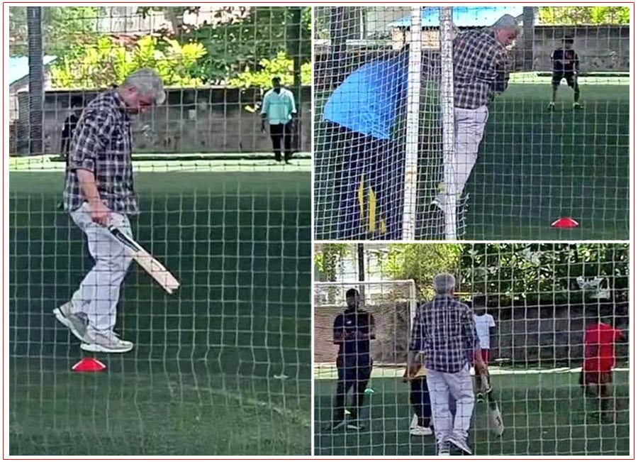 Ajith was spotted enjoying a friendly game of cricket with his son Aadvik