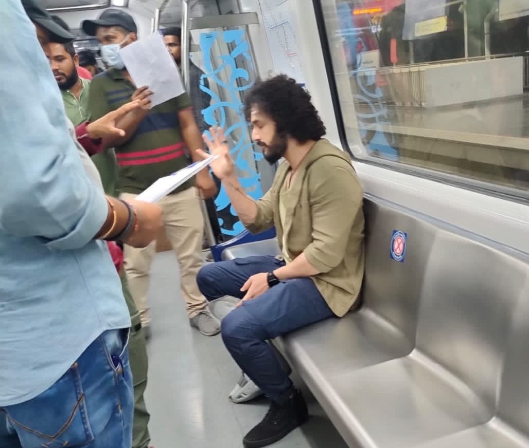  Akhil busy in Hyderabad Metro