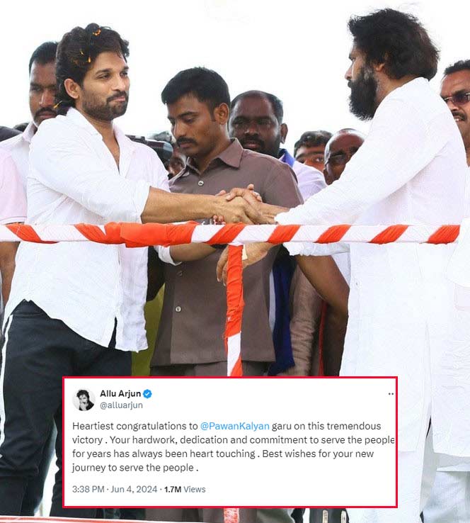 Allu Arjun congratulates Pawan Kalyan