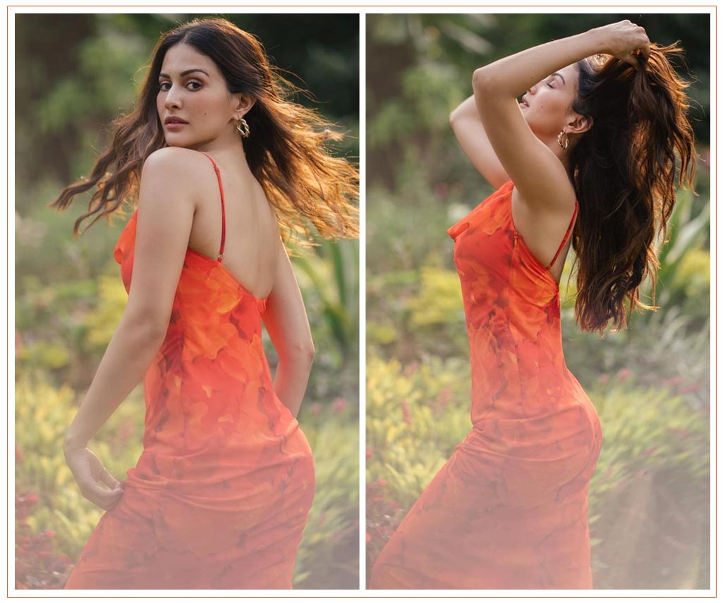 Amyra Dastur stuns in an orange maxi dress