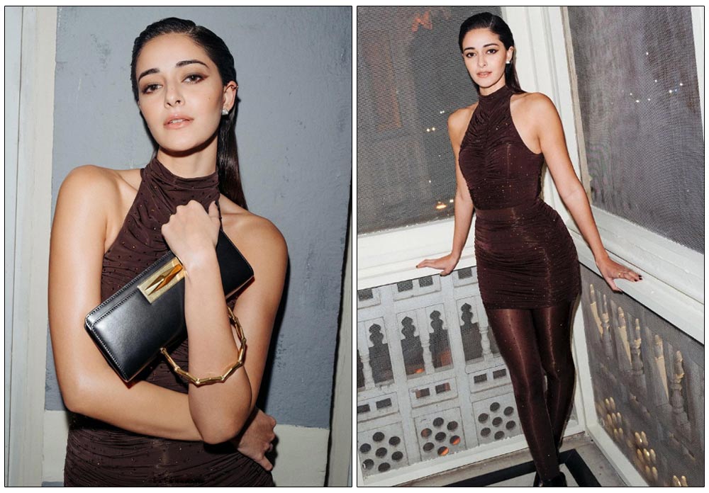 Ananya Panday Glamour Blast In Brown Mini Dress