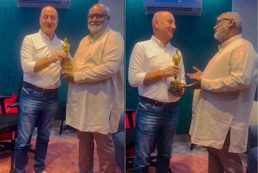 Anupam Kher with Keeravani Oscar