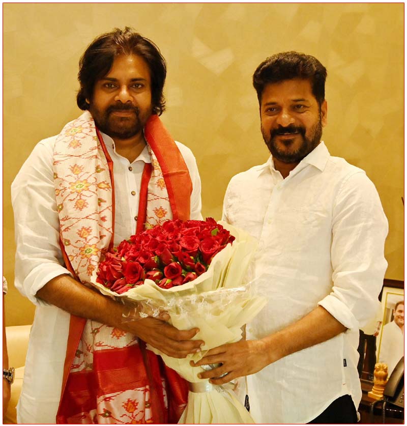 AP Dy CM Pawan Kalyan with Telangana CM Revanth Reddy