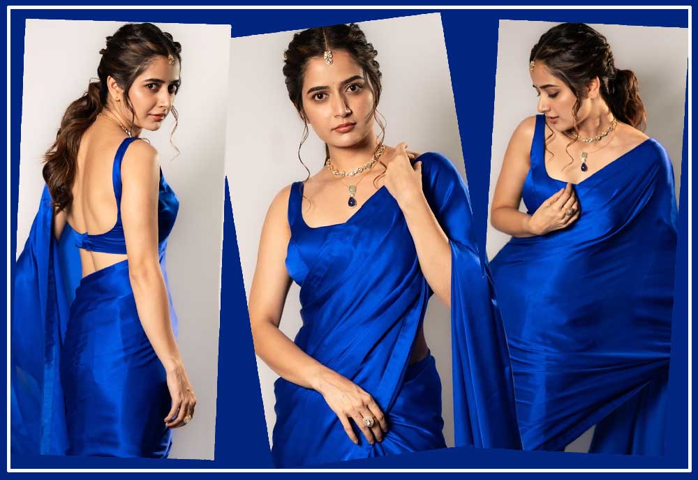 Ashika Ranganath wows in blue saree