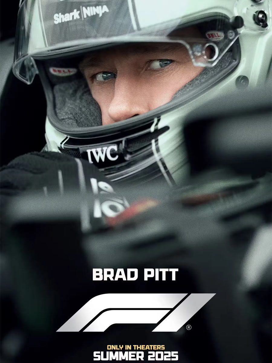 Brad Pitt intense in F1 intense poster