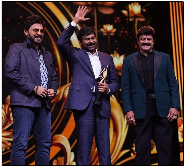 Chiranjeevi was bestowed with the Outstanding Achievement for Indian Cinema Award