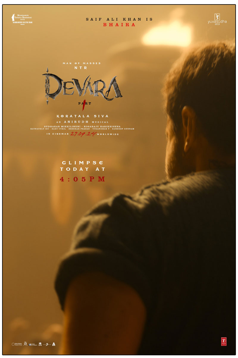  Devara Team releasing glimpse of Saif Ali Khan as Bhaira today