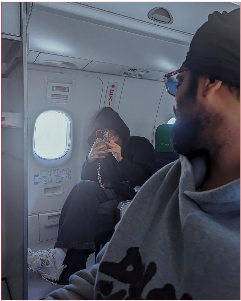 Disha Patani  sharing a snapshot of Prabhas on the flight