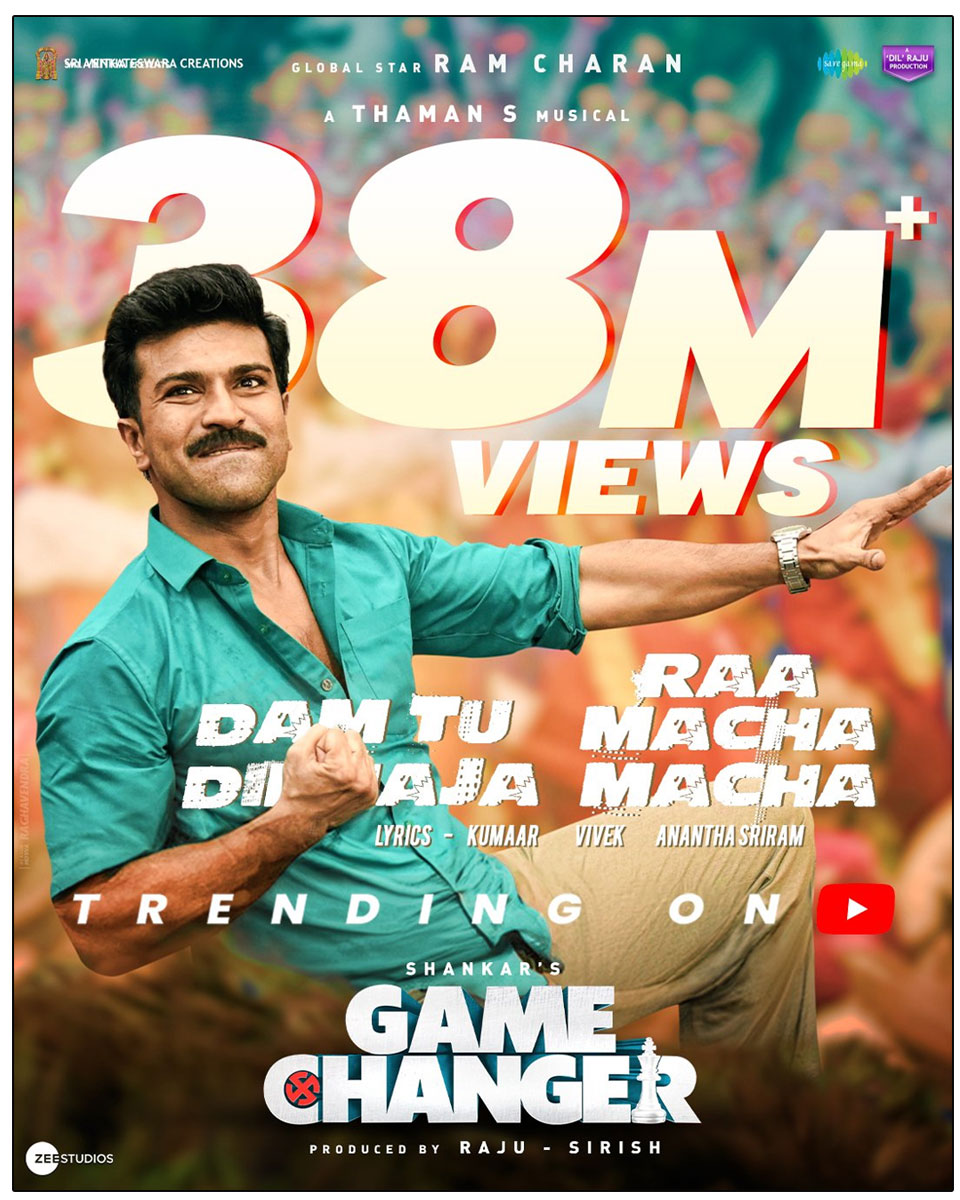  Game Changer Song Raa Macha Gets Record 38 million Views