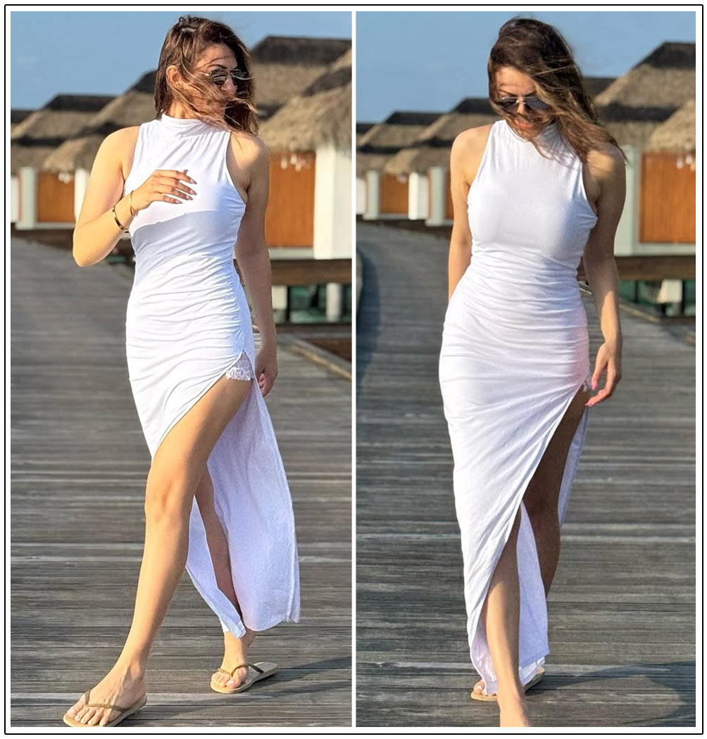 Hansika Raising the Heat in a White Bodycon Dress